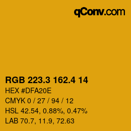 カラーコード: RGB 223.3 162.4 14 | qconv.com