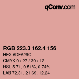 カラーコード: RGB 223.3 162.4 156 | qconv.com