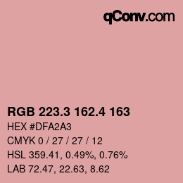 カラーコード: RGB 223.3 162.4 163 | qconv.com