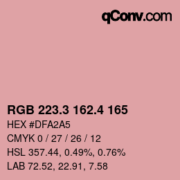 カラーコード: RGB 223.3 162.4 165 | qconv.com