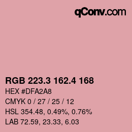 カラーコード: RGB 223.3 162.4 168 | qconv.com