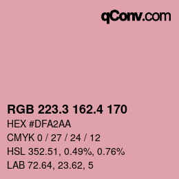 カラーコード: RGB 223.3 162.4 170 | qconv.com