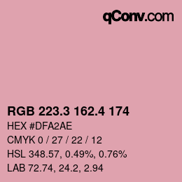 カラーコード: RGB 223.3 162.4 174 | qconv.com