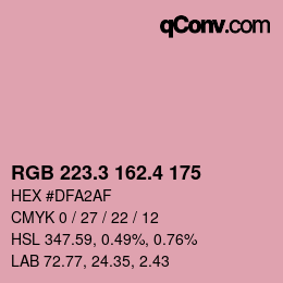 カラーコード: RGB 223.3 162.4 175 | qconv.com