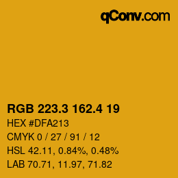 カラーコード: RGB 223.3 162.4 19 | qconv.com