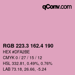 カラーコード: RGB 223.3 162.4 190 | qconv.com