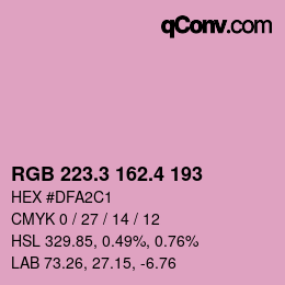 カラーコード: RGB 223.3 162.4 193 | qconv.com