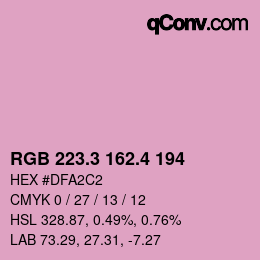 カラーコード: RGB 223.3 162.4 194 | qconv.com