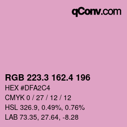 カラーコード: RGB 223.3 162.4 196 | qconv.com