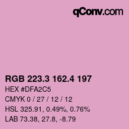 カラーコード: RGB 223.3 162.4 197 | qconv.com