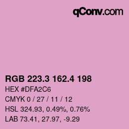 カラーコード: RGB 223.3 162.4 198 | qconv.com