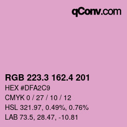 カラーコード: RGB 223.3 162.4 201 | qconv.com