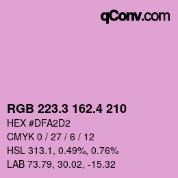 カラーコード: RGB 223.3 162.4 210 | qconv.com