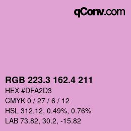 カラーコード: RGB 223.3 162.4 211 | qconv.com