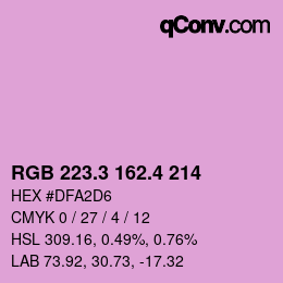 カラーコード: RGB 223.3 162.4 214 | qconv.com