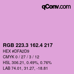 カラーコード: RGB 223.3 162.4 217 | qconv.com