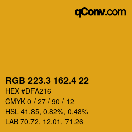 カラーコード: RGB 223.3 162.4 22 | qconv.com