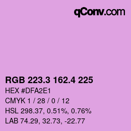 カラーコード: RGB 223.3 162.4 225 | qconv.com