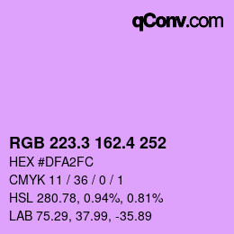 カラーコード: RGB 223.3 162.4 252 | qconv.com