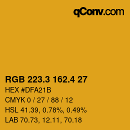 カラーコード: RGB 223.3 162.4 27 | qconv.com