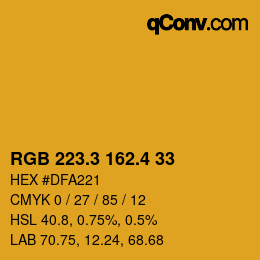 カラーコード: RGB 223.3 162.4 33 | qconv.com