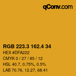 カラーコード: RGB 223.3 162.4 34 | qconv.com