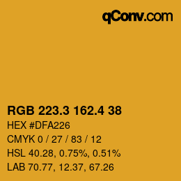 カラーコード: RGB 223.3 162.4 38 | qconv.com