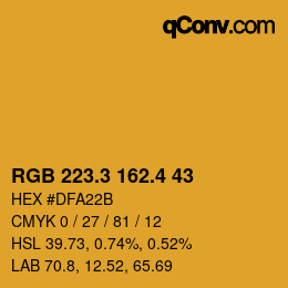 カラーコード: RGB 223.3 162.4 43 | qconv.com
