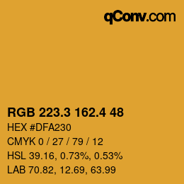 カラーコード: RGB 223.3 162.4 48 | qconv.com