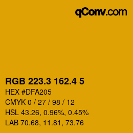 カラーコード: RGB 223.3 162.4 5 | qconv.com