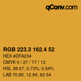 カラーコード: RGB 223.3 162.4 52 | qconv.com