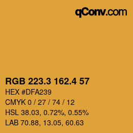 カラーコード: RGB 223.3 162.4 57 | qconv.com