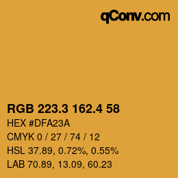 カラーコード: RGB 223.3 162.4 58 | qconv.com