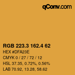 カラーコード: RGB 223.3 162.4 62 | qconv.com