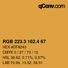 カラーコード: RGB 223.3 162.4 67 | qconv.com