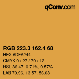 カラーコード: RGB 223.3 162.4 68 | qconv.com