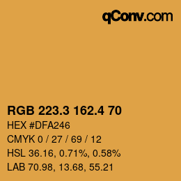カラーコード: RGB 223.3 162.4 70 | qconv.com