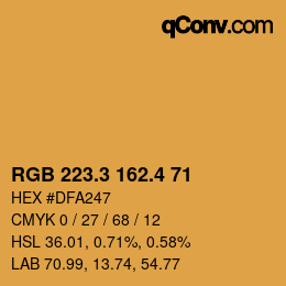 カラーコード: RGB 223.3 162.4 71 | qconv.com