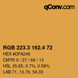 カラーコード: RGB 223.3 162.4 72 | qconv.com