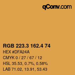 カラーコード: RGB 223.3 162.4 74 | qconv.com