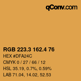 カラーコード: RGB 223.3 162.4 76 | qconv.com