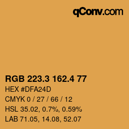 カラーコード: RGB 223.3 162.4 77 | qconv.com