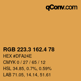 カラーコード: RGB 223.3 162.4 78 | qconv.com