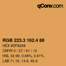 カラーコード: RGB 223.3 162.4 88 | qconv.com