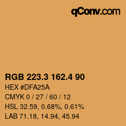カラーコード: RGB 223.3 162.4 90 | qconv.com