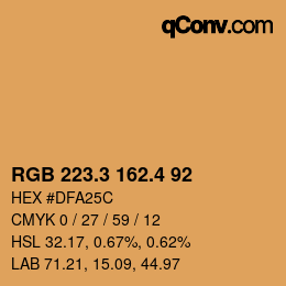 カラーコード: RGB 223.3 162.4 92 | qconv.com