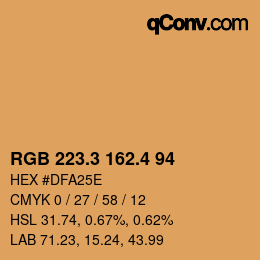 カラーコード: RGB 223.3 162.4 94 | qconv.com