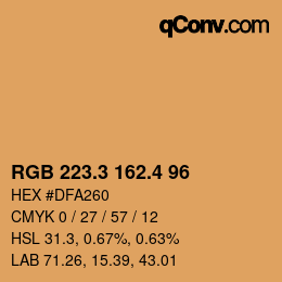 カラーコード: RGB 223.3 162.4 96 | qconv.com