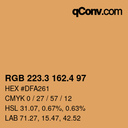 カラーコード: RGB 223.3 162.4 97 | qconv.com