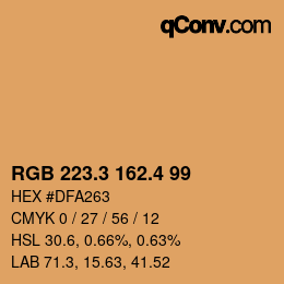 カラーコード: RGB 223.3 162.4 99 | qconv.com